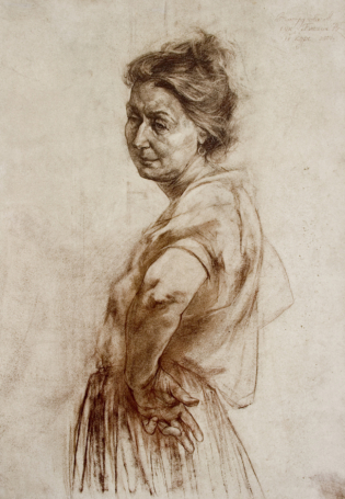 Портрет немолодой женщины 45x65 бумага, сепия 2004